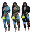 C3693 wholesale Sexy lady long sleeve leisure  loose printing zipper jumpsuit women sexy casual clothing 2020 hot selling